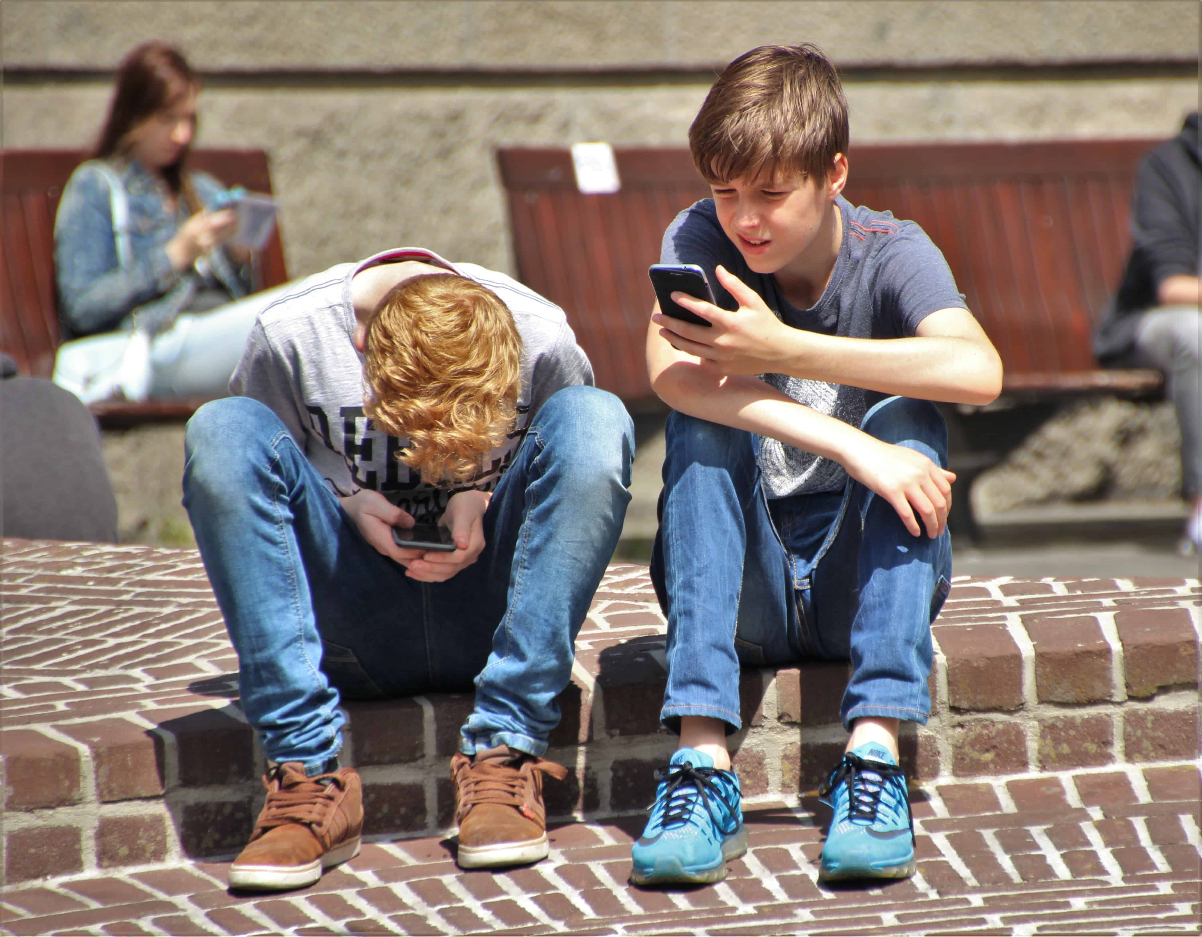 Boys on cellphones